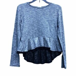 NWT Love Fire Gray Peplum Ruffle Top Girls M 10-12